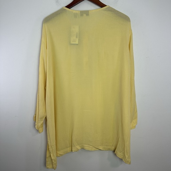 C D Daniels Womans Top Size 2X Yellow‎ Sequin Beaded Flowy Lightweight NWT - Picture 5 of 8